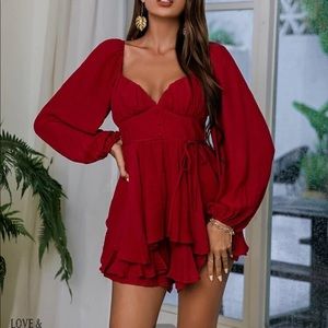 SHEIN red ruffle romper